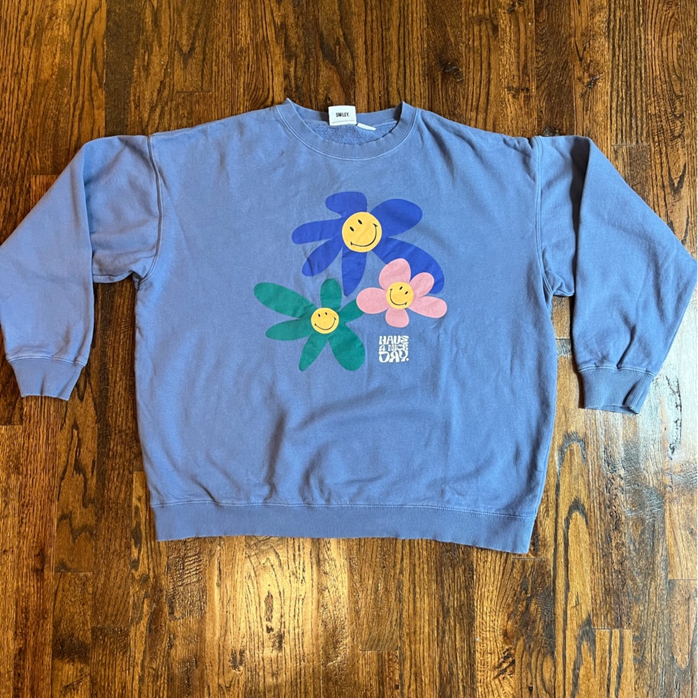 Blue cotton on unisex “Have a Nice Day” sweatshirt